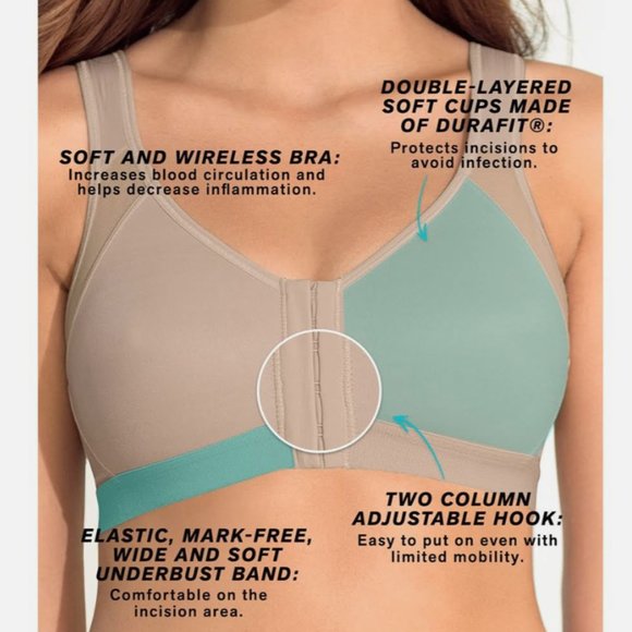 NWT Front Hook Sports Bra & Back Support Posture Corrector Wireless Bra 38D - Picture 7 of 16